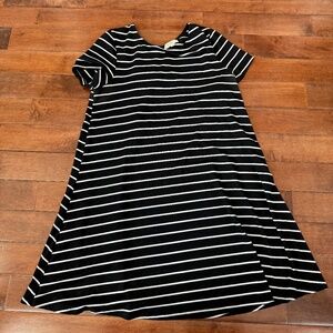 LOVE, FIRE Black & White Striped T-Shirt Dress, Size Large